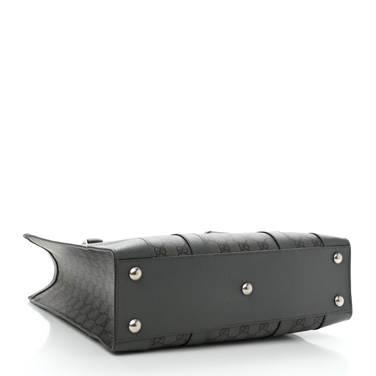 GG Supreme Monogram Textured Dollar Calfskin Medium Ophidia Tote Grey Black Graphite Grey