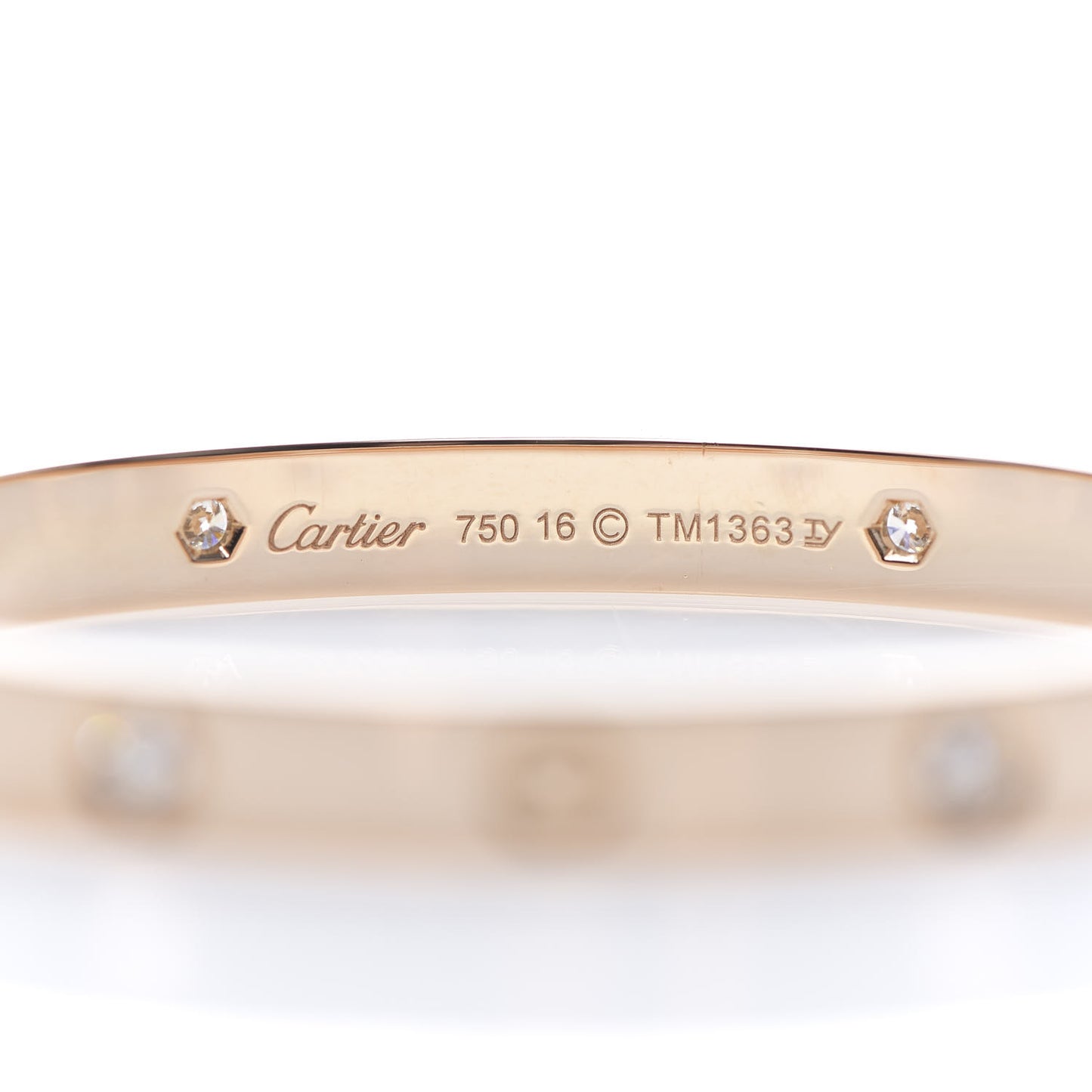 18K Pink Gold 4 Diamond LOVE Bracelet 16