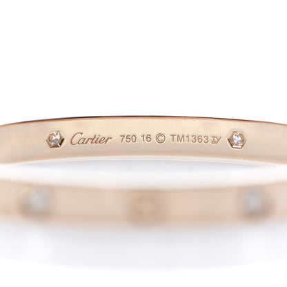 Cartier 18K Pink Gold 4 Diamond LOVE Bracelet 16 4 of 5