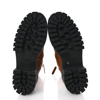 Gucci Cordovan Lux Nappa GG Matelasse Lace Up 60mm Combat Boots 36 Dark Hazel Brown 6 of 10