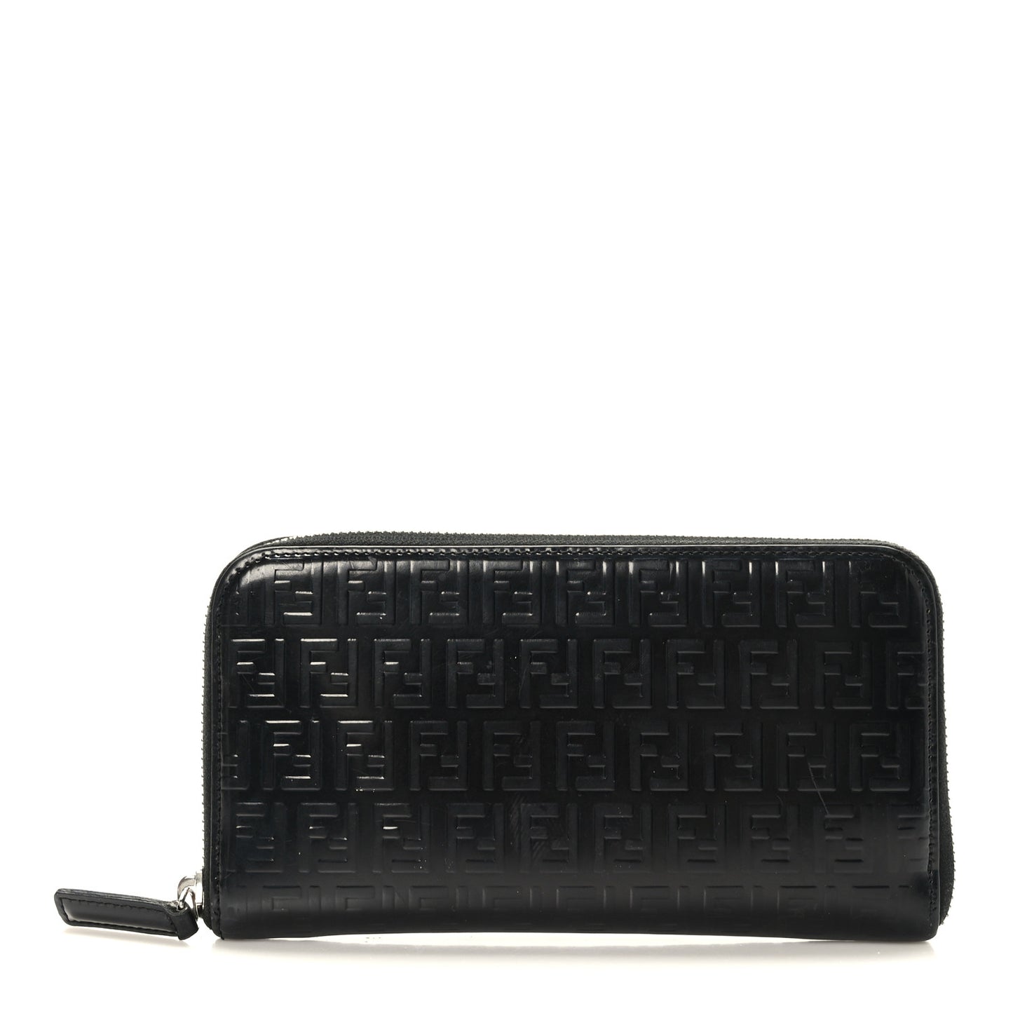 FF Embossed Zip Around Wallet Black