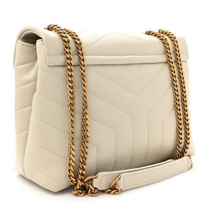 Saint Laurent Calfskin Y Quilted Monogram Small Loulou Chain Satchel Crema Soft 3 of 12