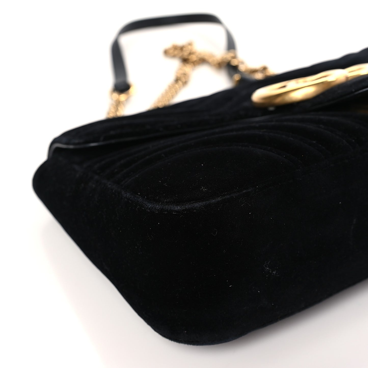 Velvet Matelasse Medium GG Marmont Shoulder Bag Black