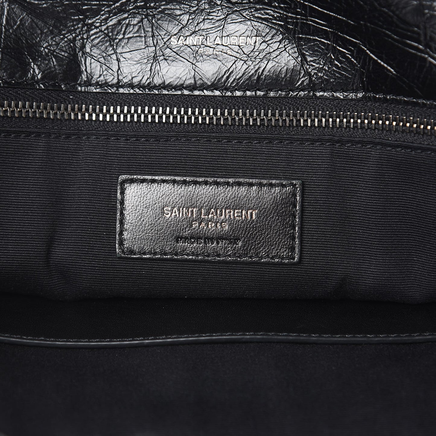 Crinkled Calfskin Matelasse Monogram Large Niki Chain Satchel Black