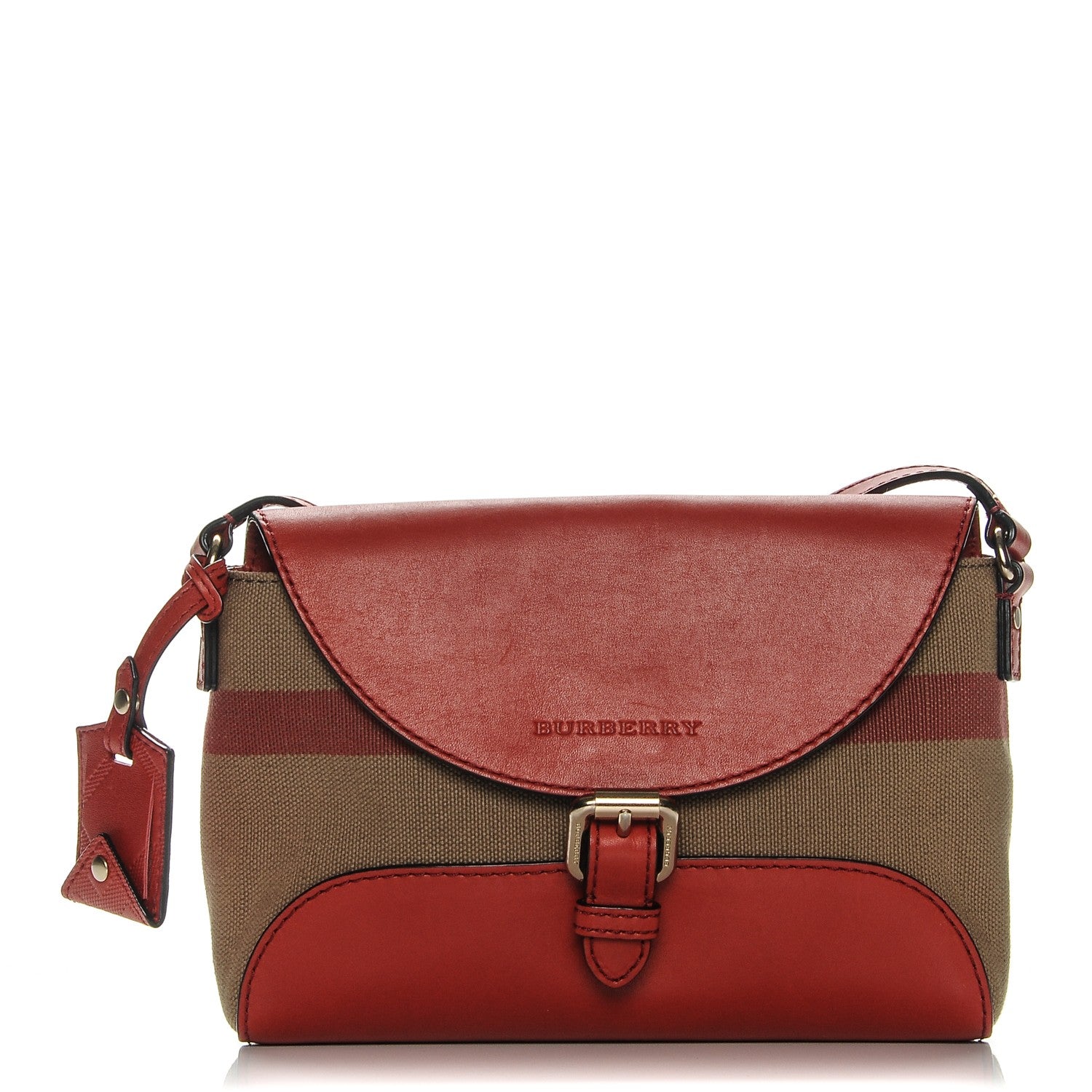 Burberry Canvas House Check Small Henham Crossbody Red 1 of 8