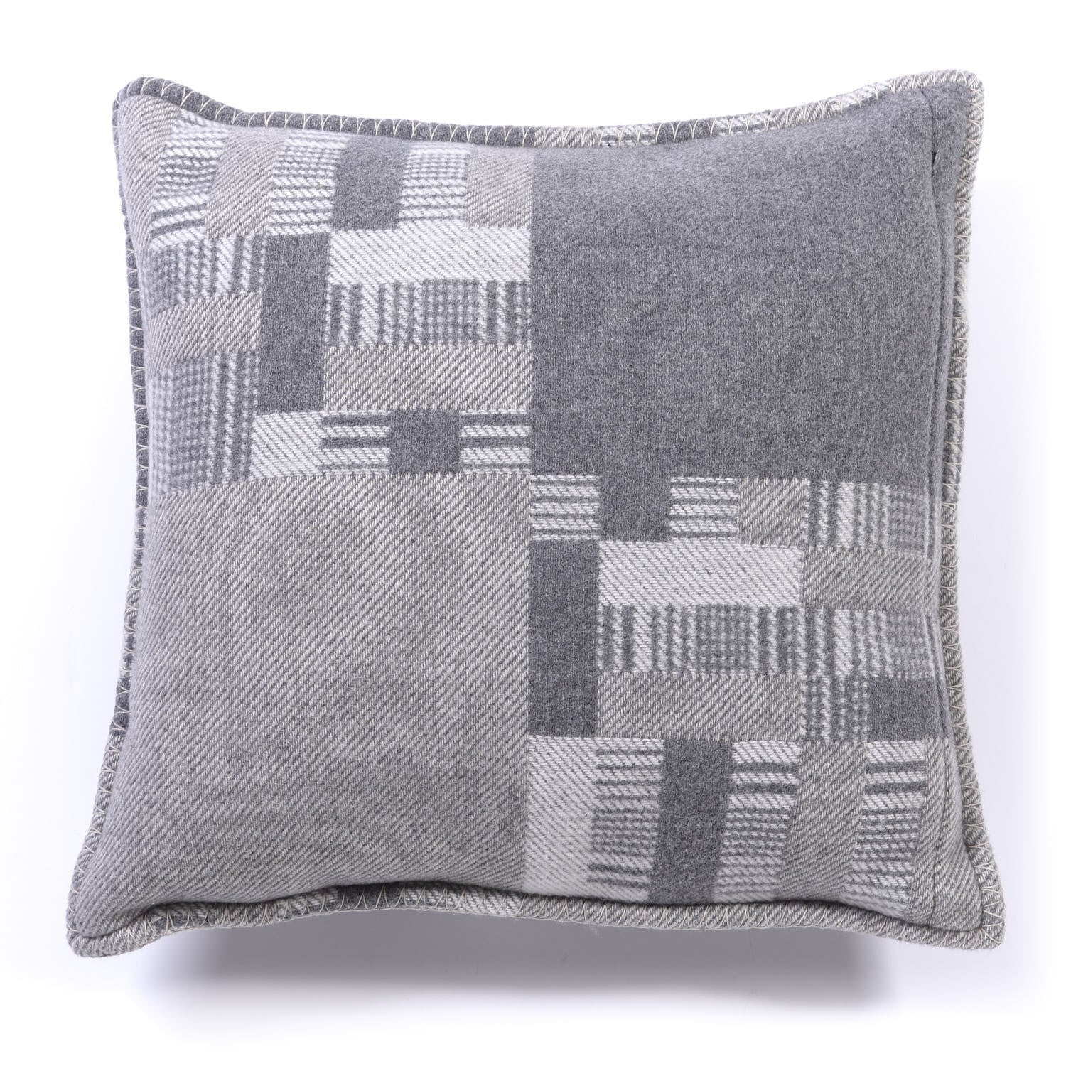 Hermes Wool Cashmere Avalon Paper Block Pillow Gris Acier 2 of 3