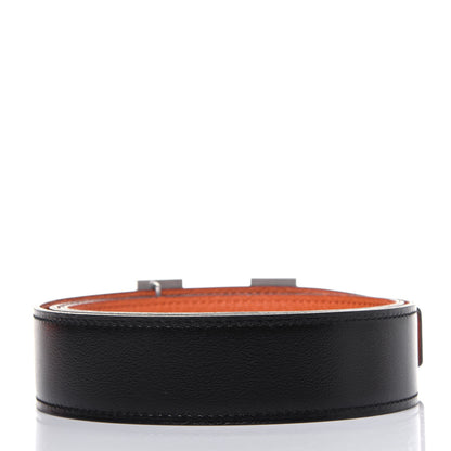 Hermes Box Togo 32mm Guilloche H Belt 90 Black Orange 2 of 11