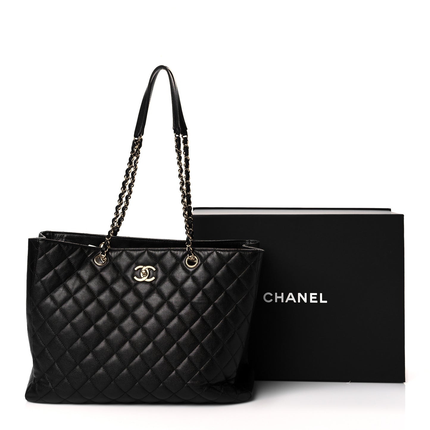 Caviar Quilted Timeless Tote Black
