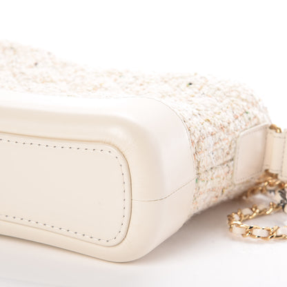 Chanel Tweed Calfskin Quilted Small Gabrielle Hobo Beige Ivory 6 of 10
