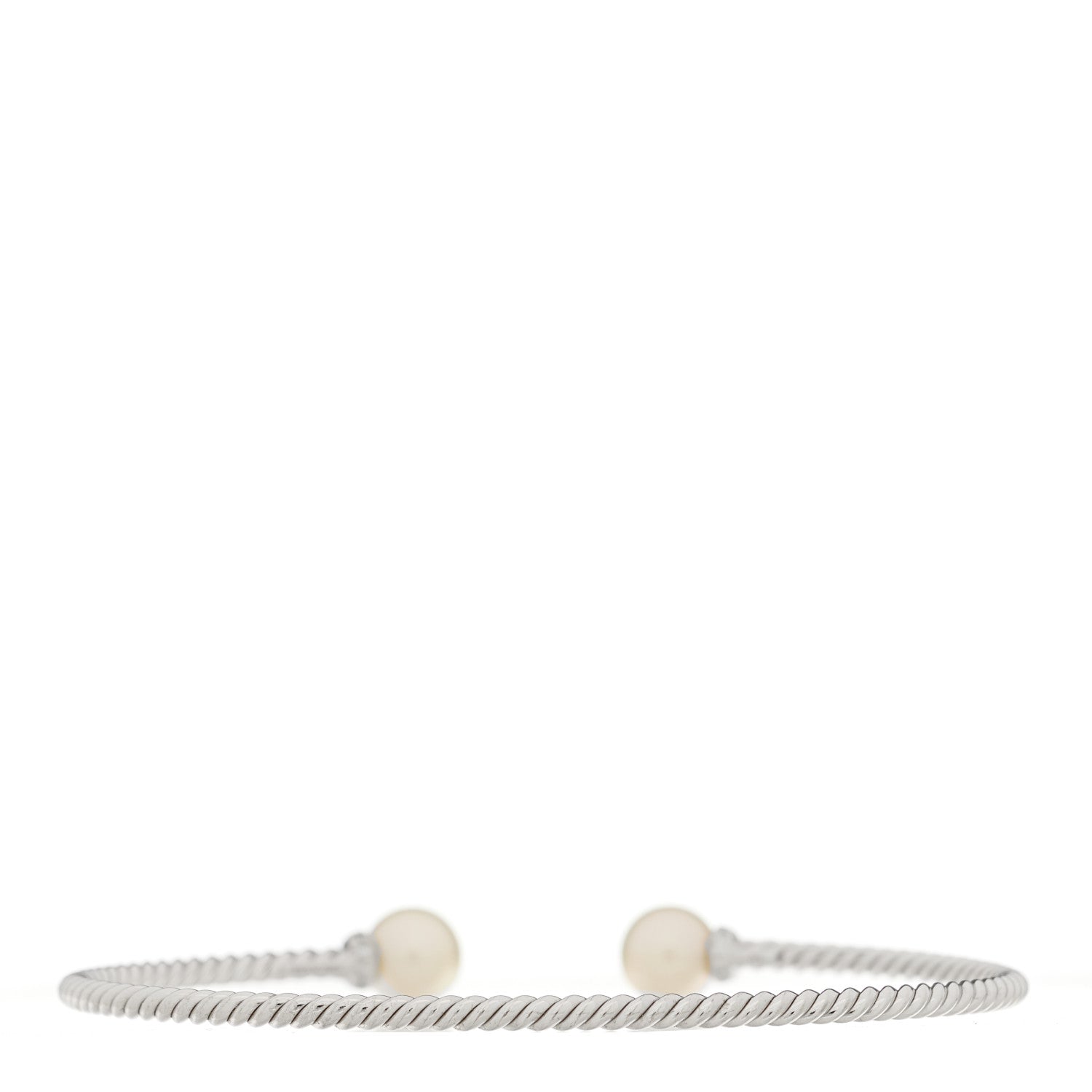 David Yurman 18K White Gold Diamond Cultured Pearl 7mm Solari Bracelet 2 of 3