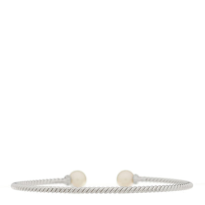David Yurman 18K White Gold Diamond Cultured Pearl 7mm Solari Bracelet 2 of 3