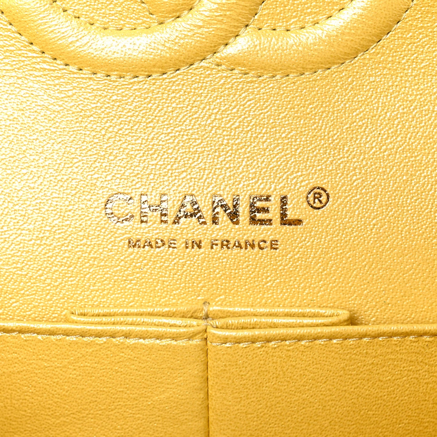 Iridescent Caviar Quilted Medium Double Flap Yellow