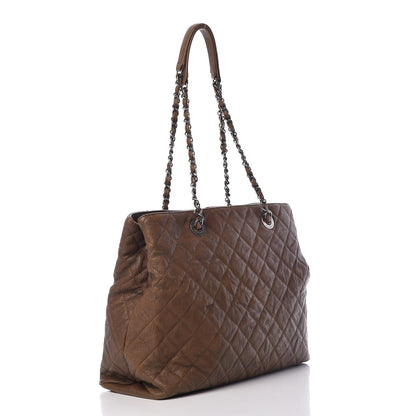 Chanel Crumpled Lambskin Quilted Large CC Shopping Tote Khaki 3 of 12
