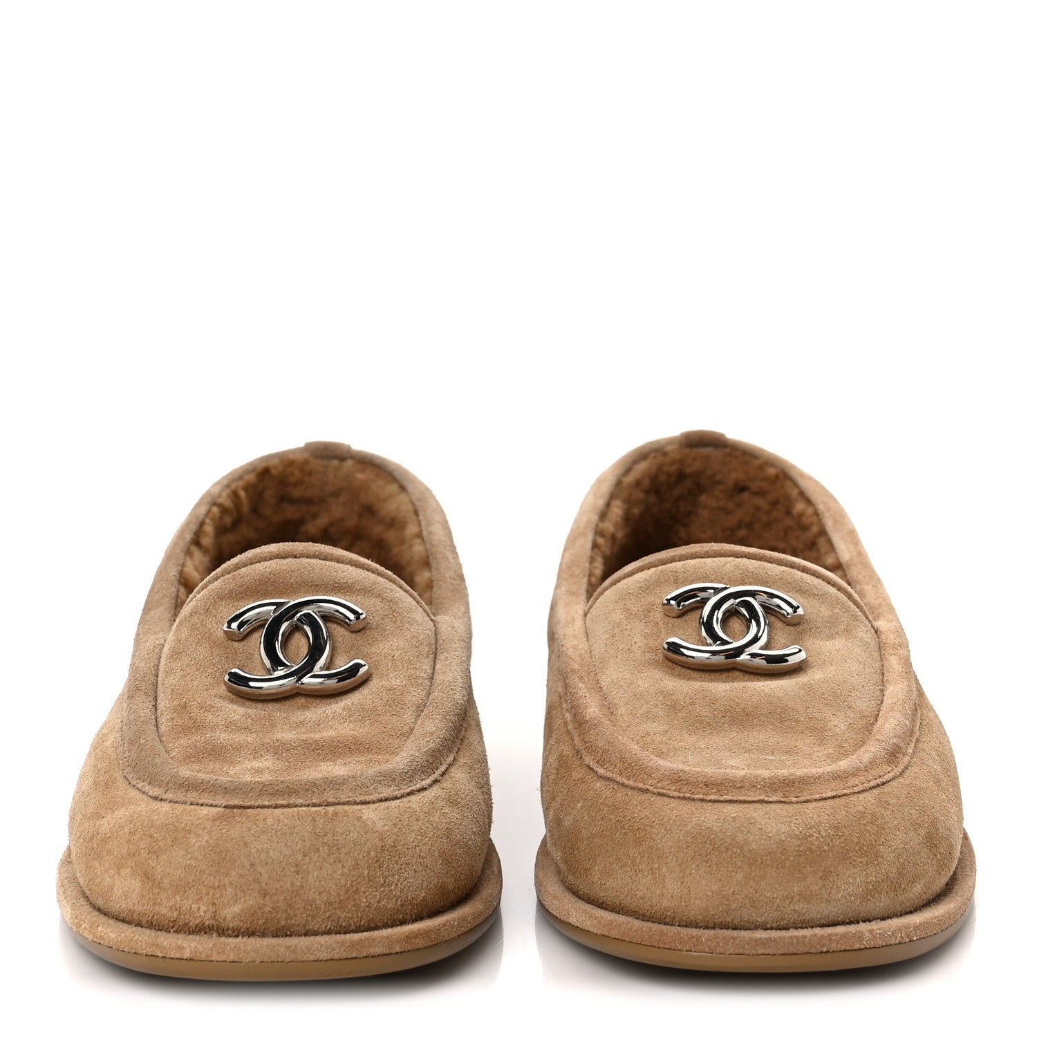 Chanel Suede Calfskin CC Loafers 36 Dark Beige 3 of 11