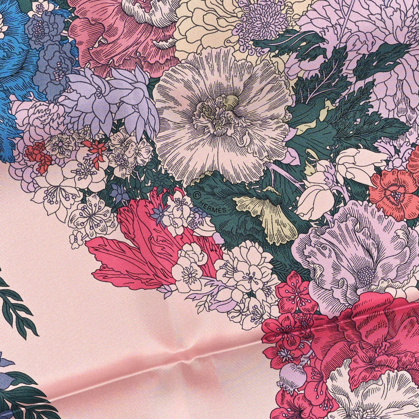 Silk Twill Robe Legere Scarf 90 Rose Hortensia Bleu