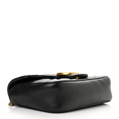 Gucci Calfskin Matelasse Super Mini GG Marmont Shoulder Bag Black 4 of 14