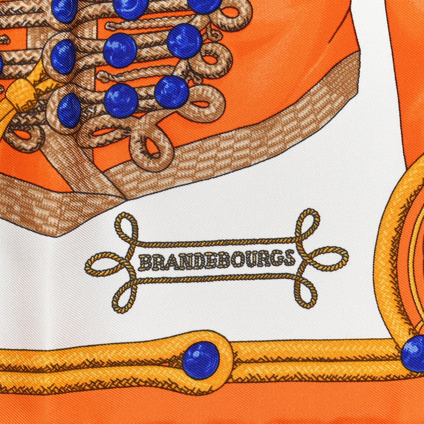 Silk Brandebourgs Pocket Square Orange Blanc Bleu