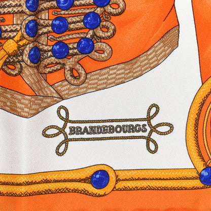 Hermes Silk Brandebourgs Pocket Square Orange Blanc Bleu 3 of 5