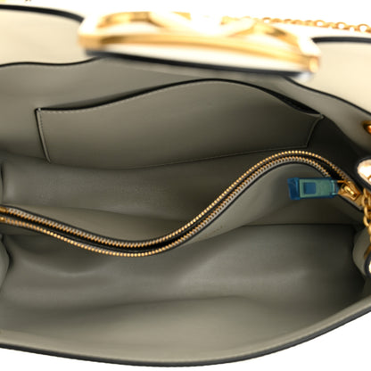 Valentino Garavani Nappa Stud Sign Shoulder Bag Ivory 5 of 9