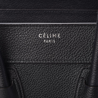 Celine Drummed Calfskin Micro Luggage Black 6 of 10