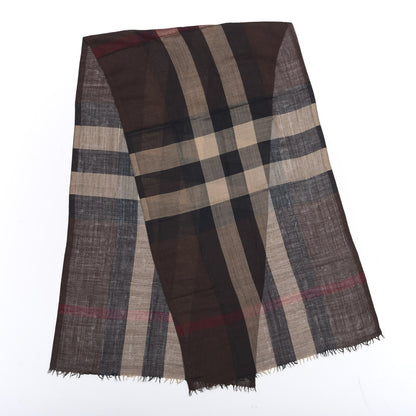 Burberry Wool Silk Gauze Giant Exploded Check Scarf Dark Brown 1 of 3