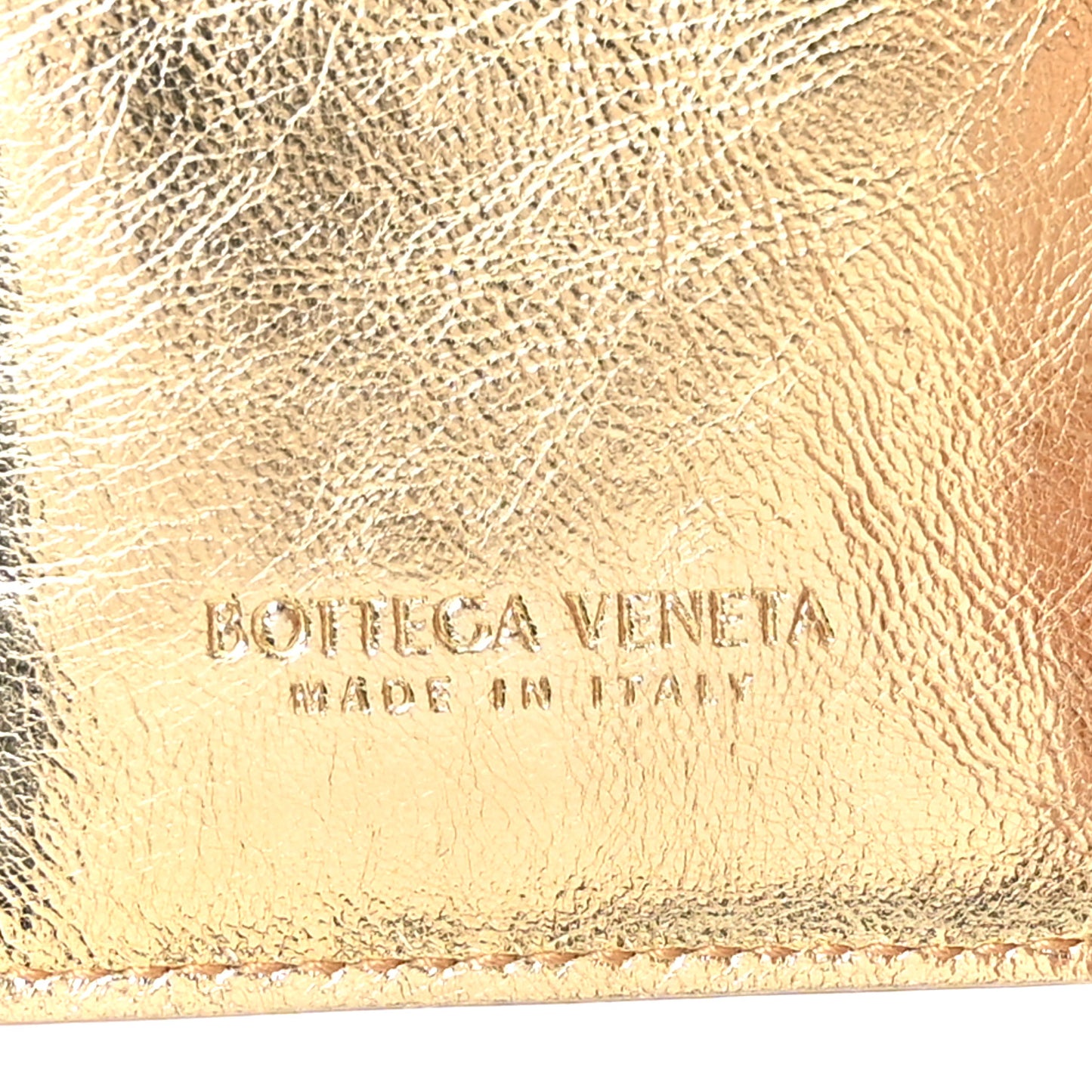 Mirror Laminated Nappa Intrecciato Small Bi-Fold Zip Wallet Gold