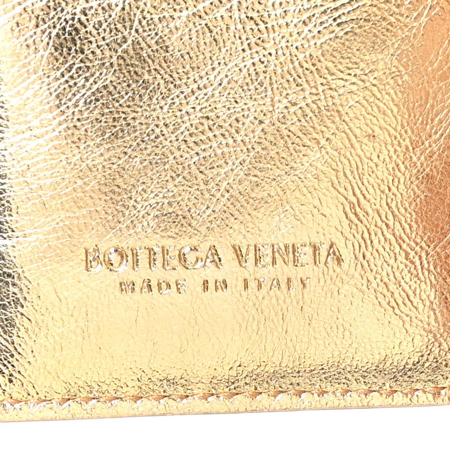 Bottega Veneta Mirror Laminated Nappa Intrecciato Small Bi-Fold Zip Wallet Gold 7 of 9