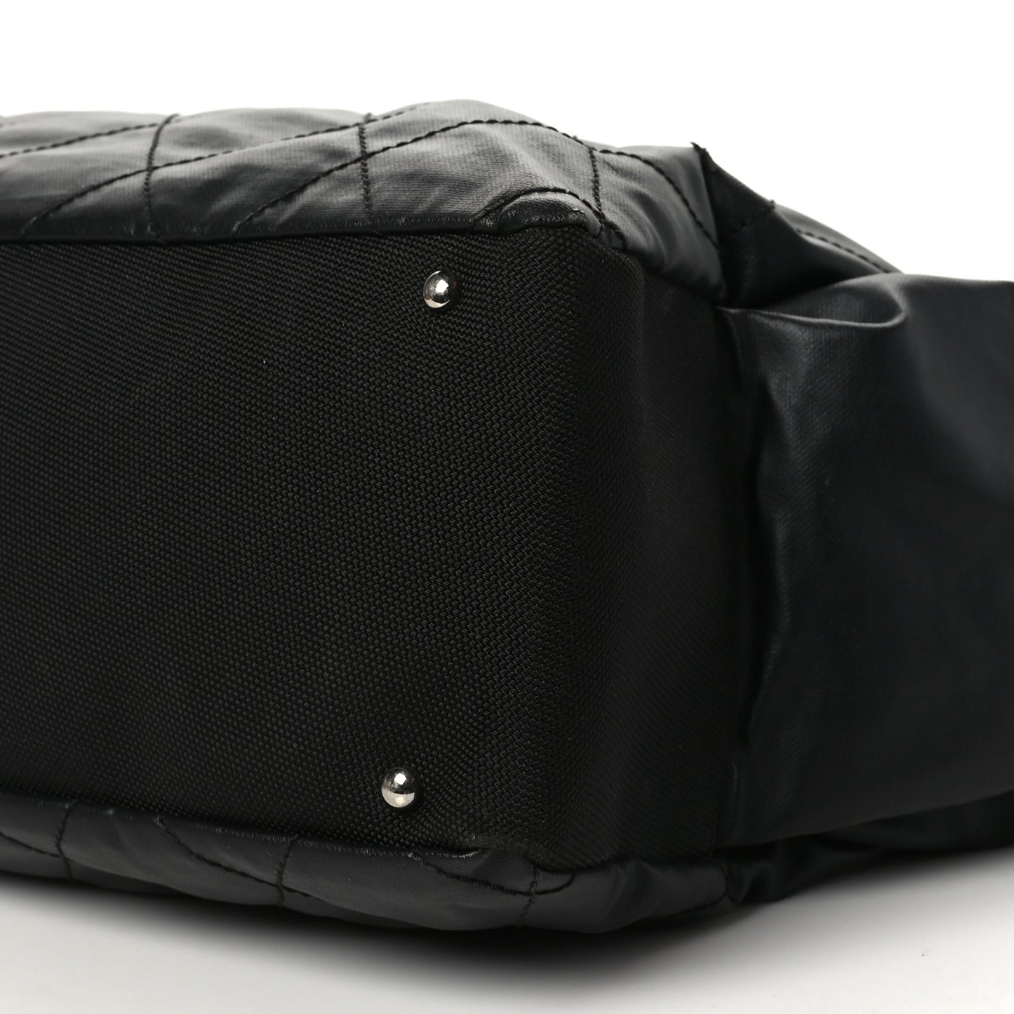 Coated Canvas Stitched XL Paris Biarritz Tote Black