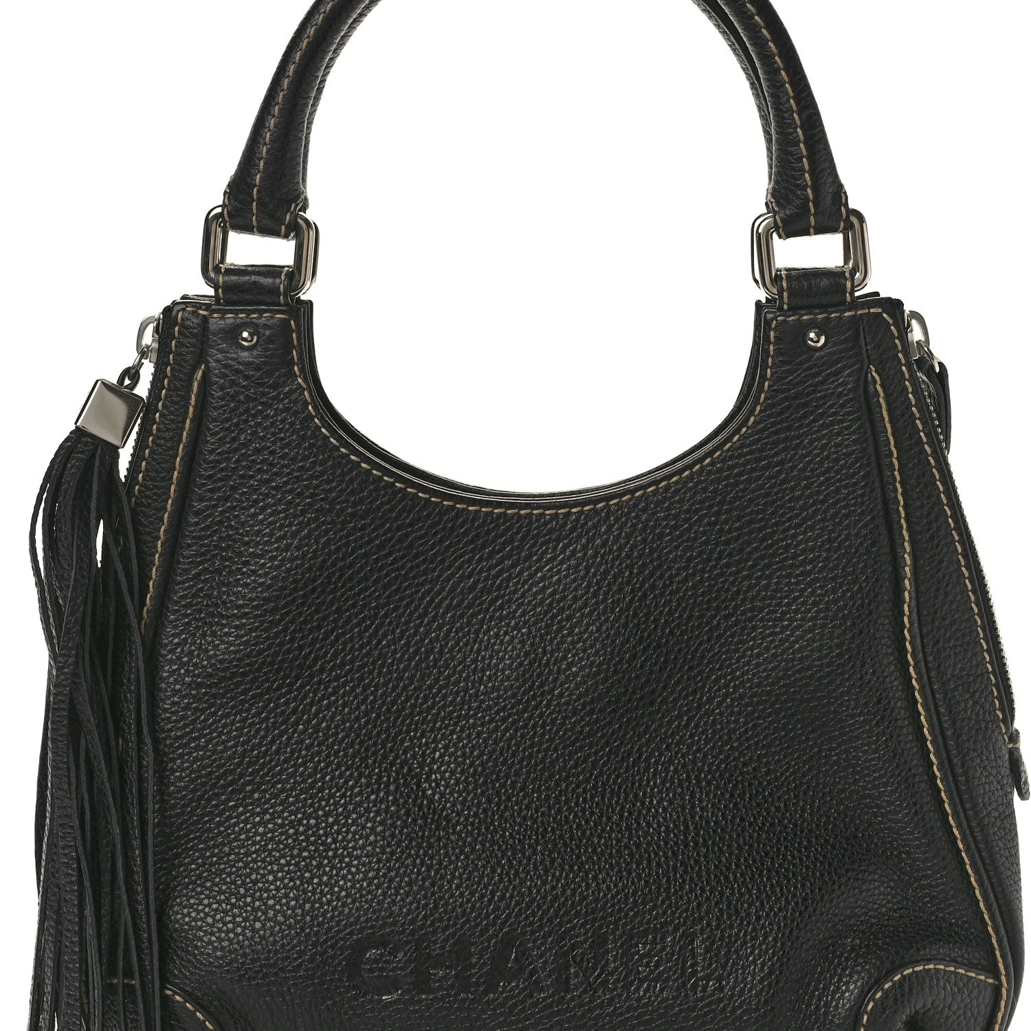 Chanel Grained Calfskin Tassel Hobo Black 8 of 10