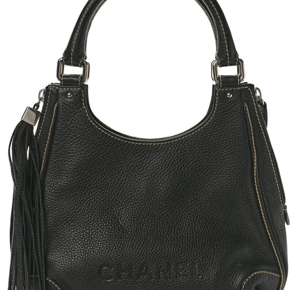 Chanel Grained Calfskin Tassel Hobo Black 8 of 10