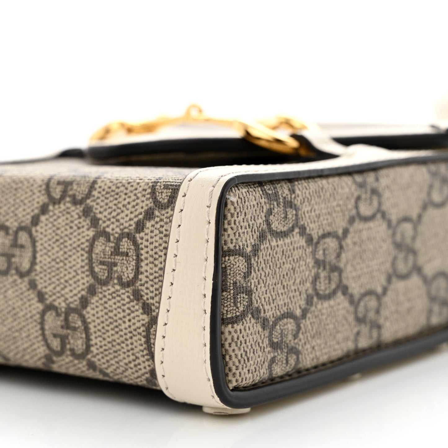 GG Supreme Monogram Azalea Calfskin Mini Horsebit 1955 Crossbody Bag Beige Ebony Mystic White