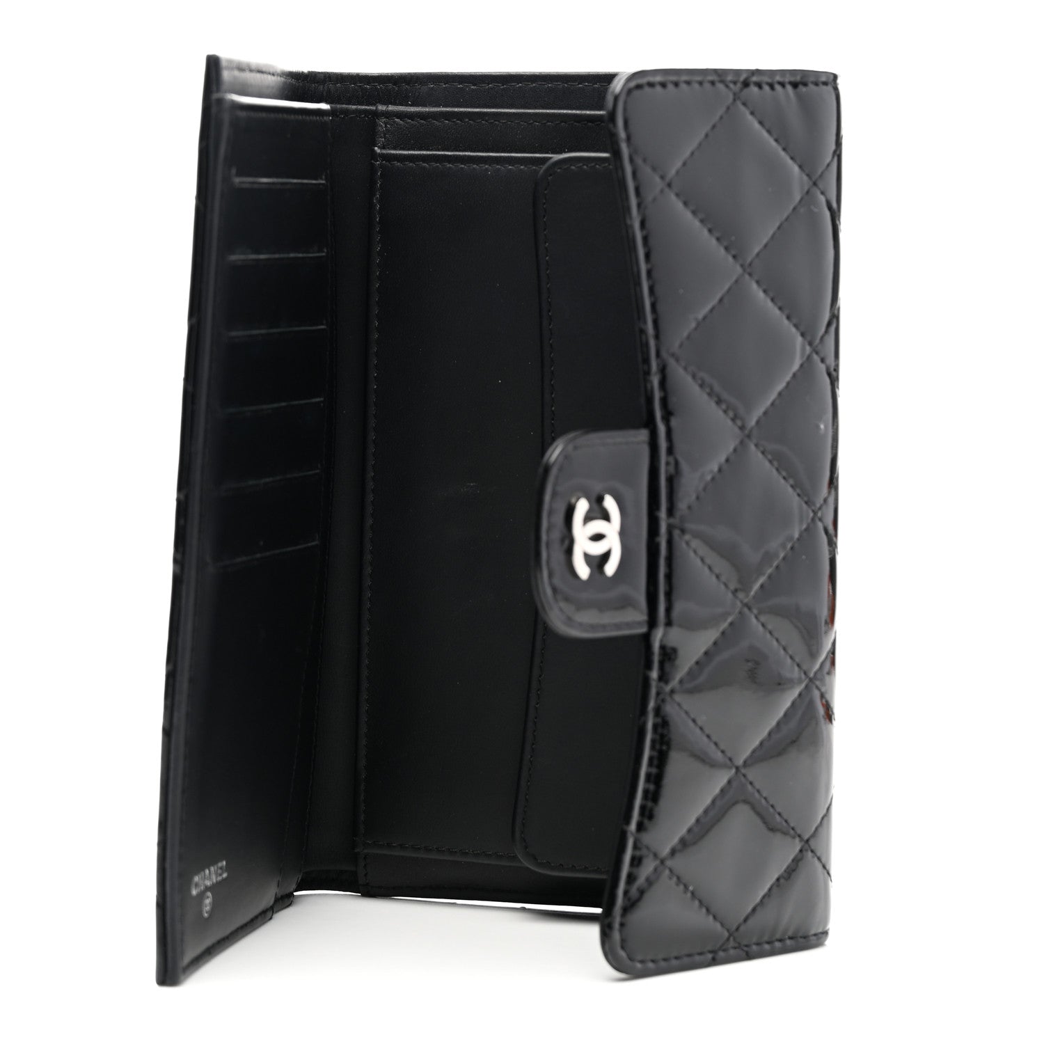 Chanel Patent Quilted Large Flap Wallet Black 5 of 8