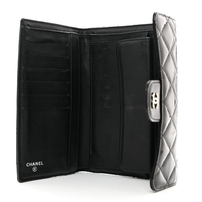 Chanel Iridescent Patent Quilted Large Flap Wallet Black 5 of 8