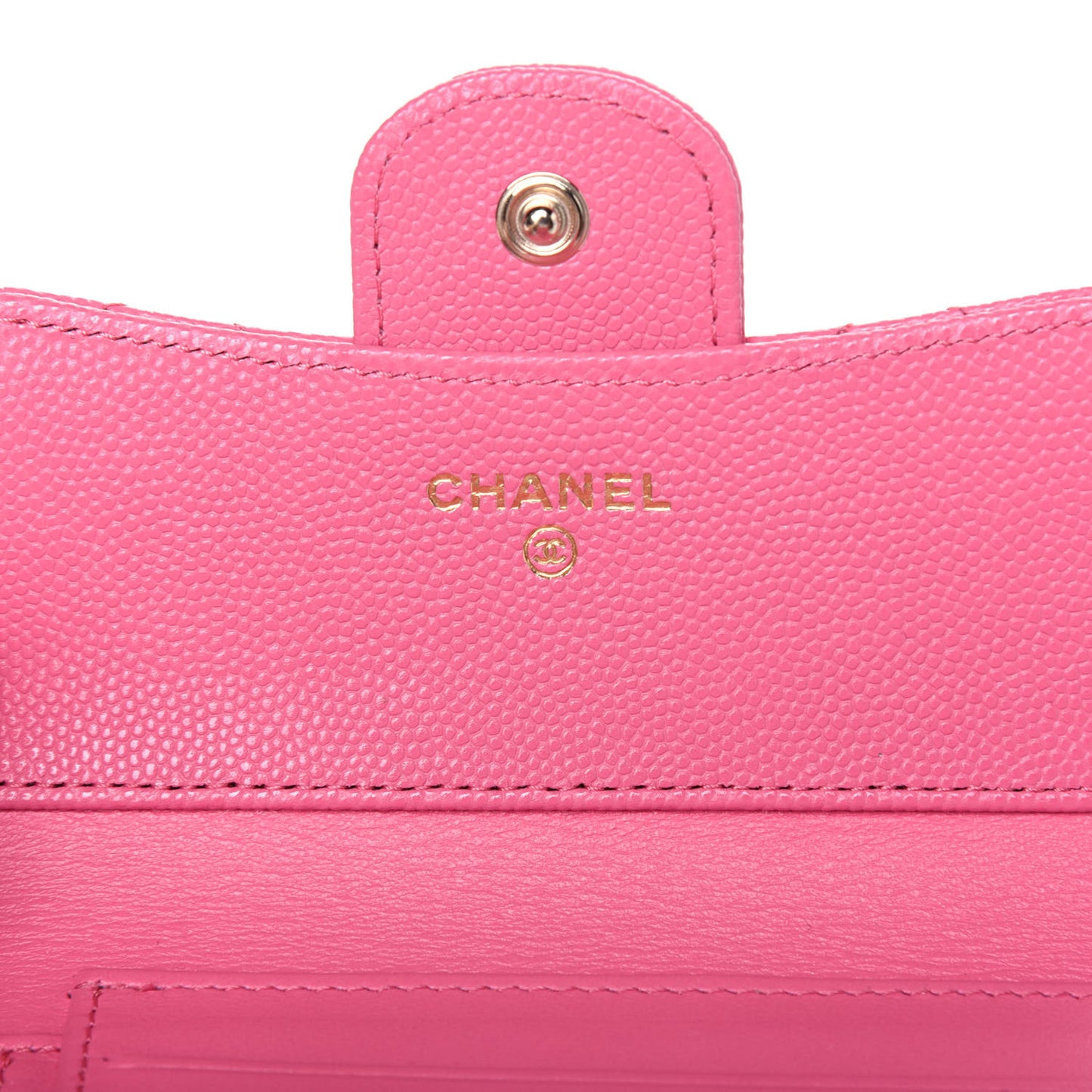 Caviar Quilted Compact Flap Wallet Pink