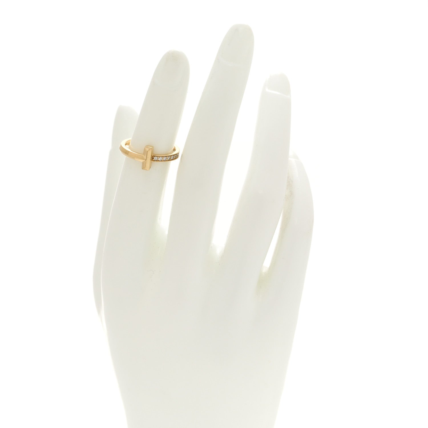 Tiffany 18K Yellow Gold Diamond 2.5mm T T1 Ring 49 5 2 of 5
