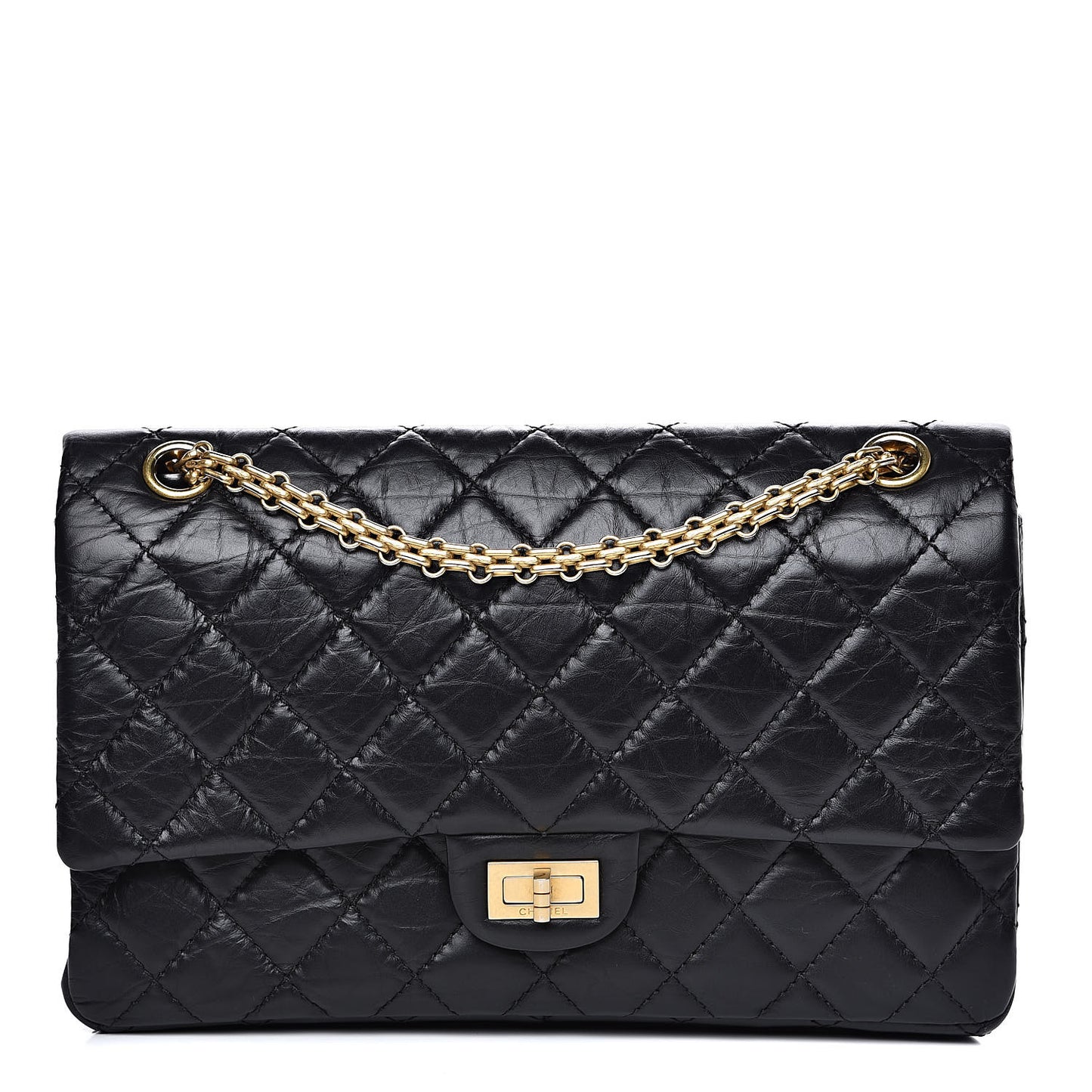 Aged Calfskin Quilted 2.55 Reissue 226 Flap Black