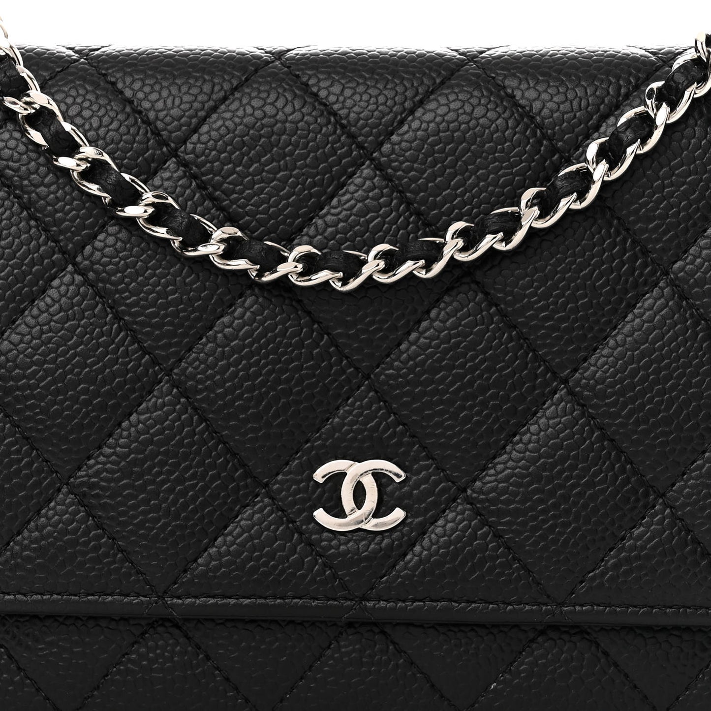 Caviar Quilted Wallet on Chain WOC Black