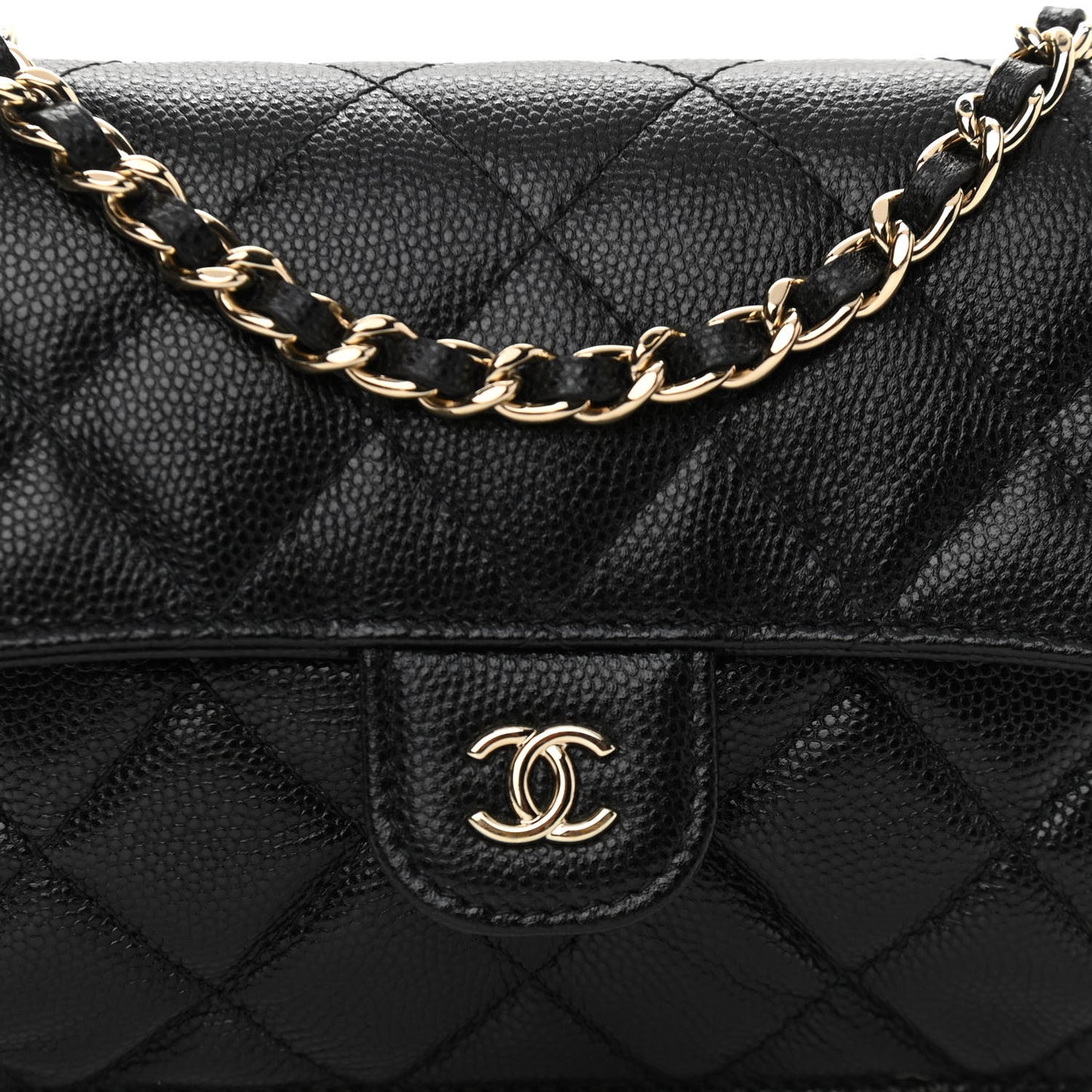 Caviar Fabric Graffiti Foldable Tote Bag With Chain Black Multicolor