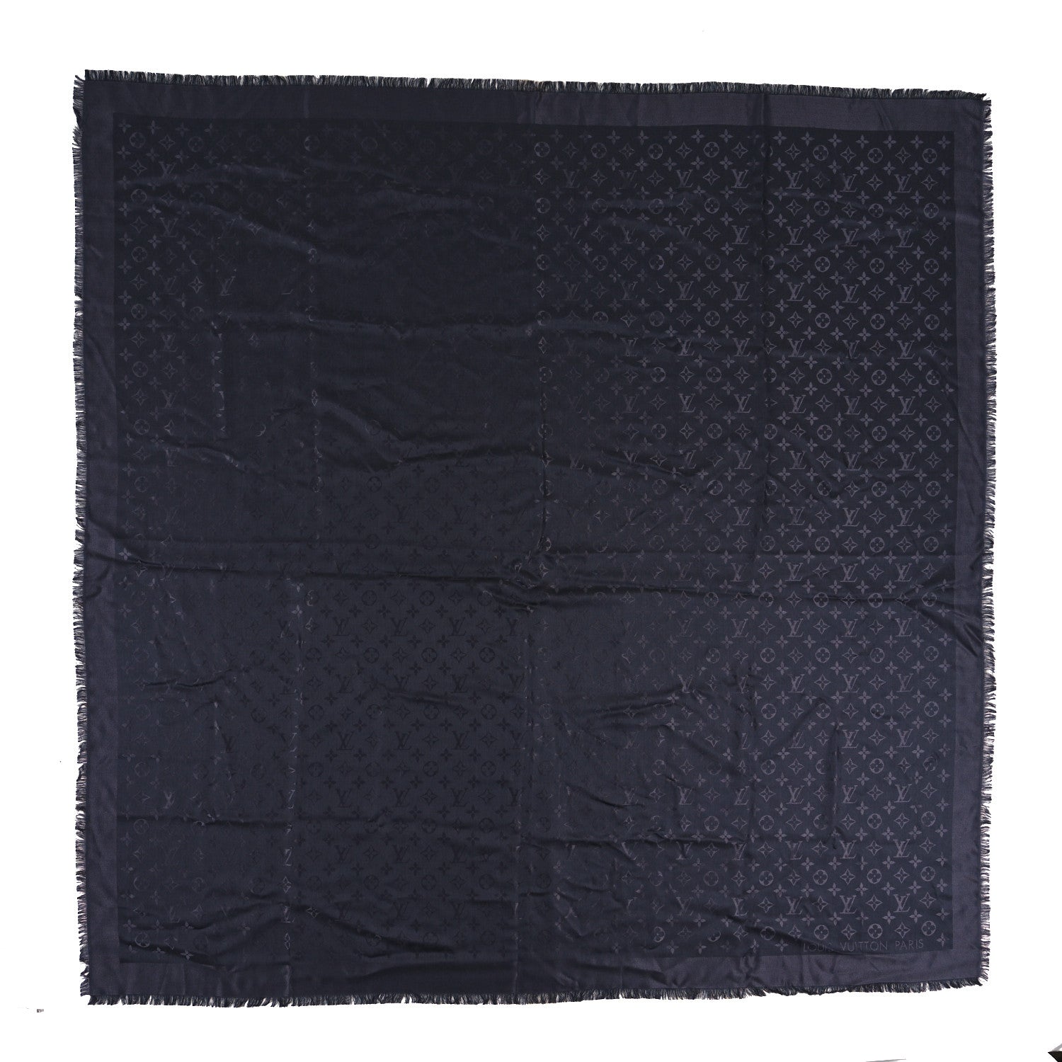 Louis Vuitton Silk Wool Monogram Shawl Charcoal Grey 1 of 3