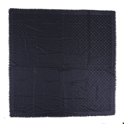 Louis Vuitton Silk Wool Monogram Shawl Charcoal Grey 1 of 3