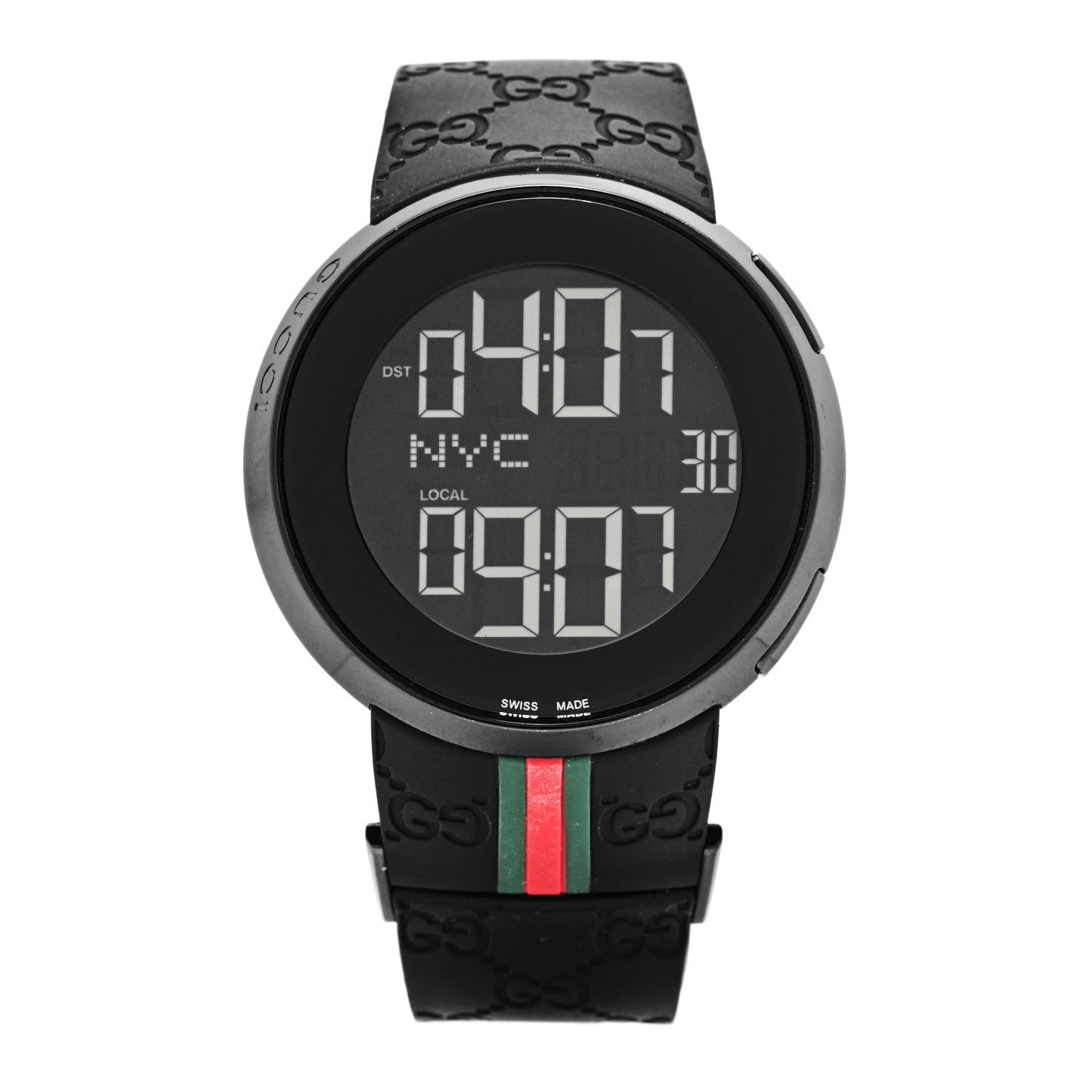 Stainless Steel Rubber 45mm Digital I-Gucci Web Watch Black