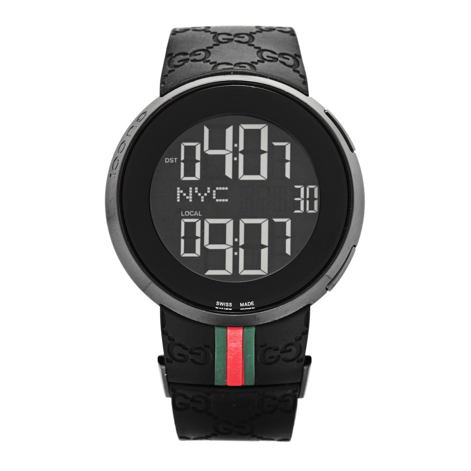 Gucci Stainless Steel Rubber 45mm Digital I-Gucci Web Watch Black 1 of 5
