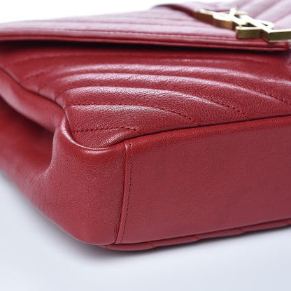Saint Laurent Sheepskin Matelasse Chevron Monogram Medium College Bag Rouge 9 of 11