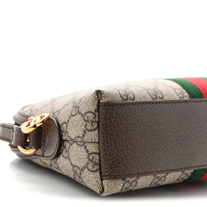Gucci GG Supreme Monogram Textured Dollar Calfskin Web Small Ophidia Dome Shoulder Bag Beige Ebony New Acero Brown 9 of 10