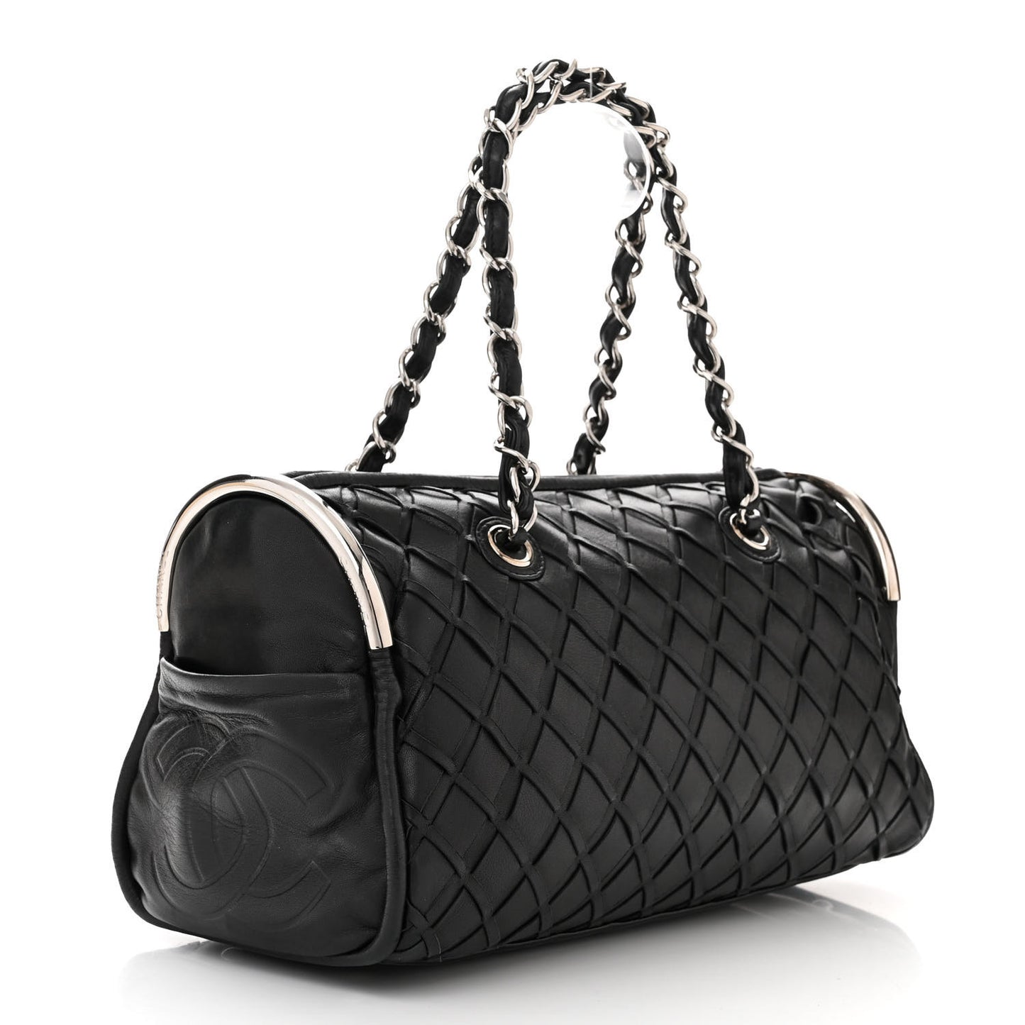 Lambskin Woven Medium Ultimate Soft Sombrero Bag Black