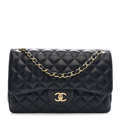 Chanel Lambskin Quilted Jumbo Double Flap Navy 1 of 12