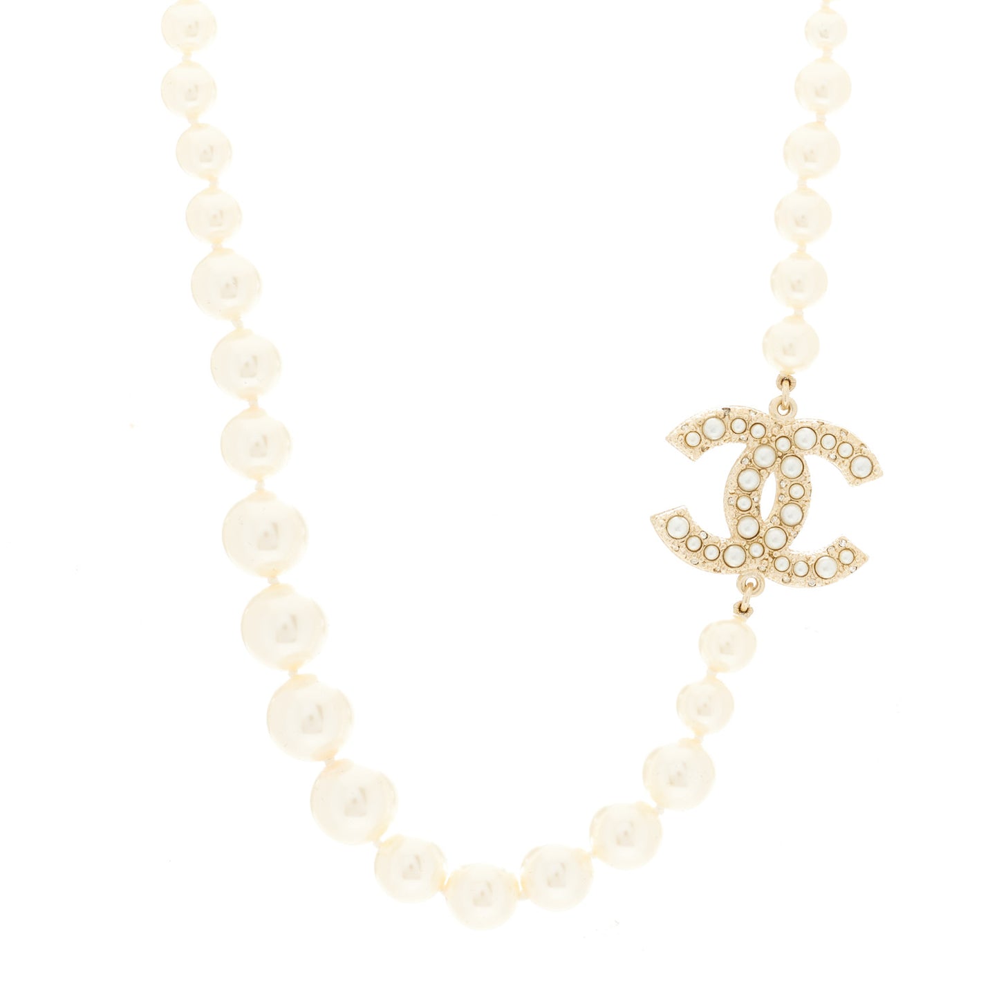 Pearl CC 100th Anniversary Necklace Light Gold