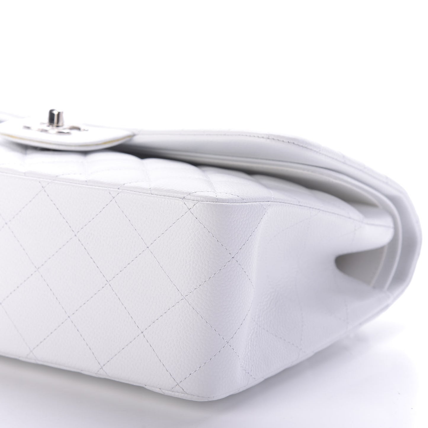 Caviar Quilted Jumbo Double Flap White