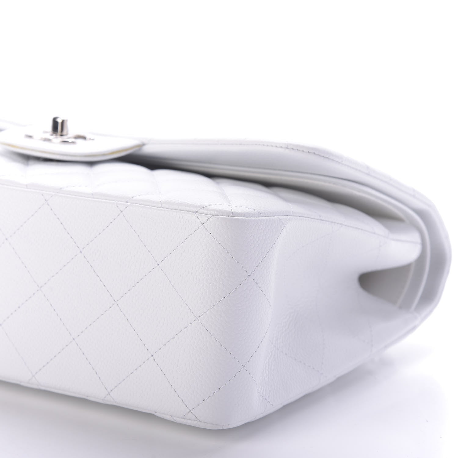 Chanel Caviar Quilted Jumbo Double Flap White 7 of 9