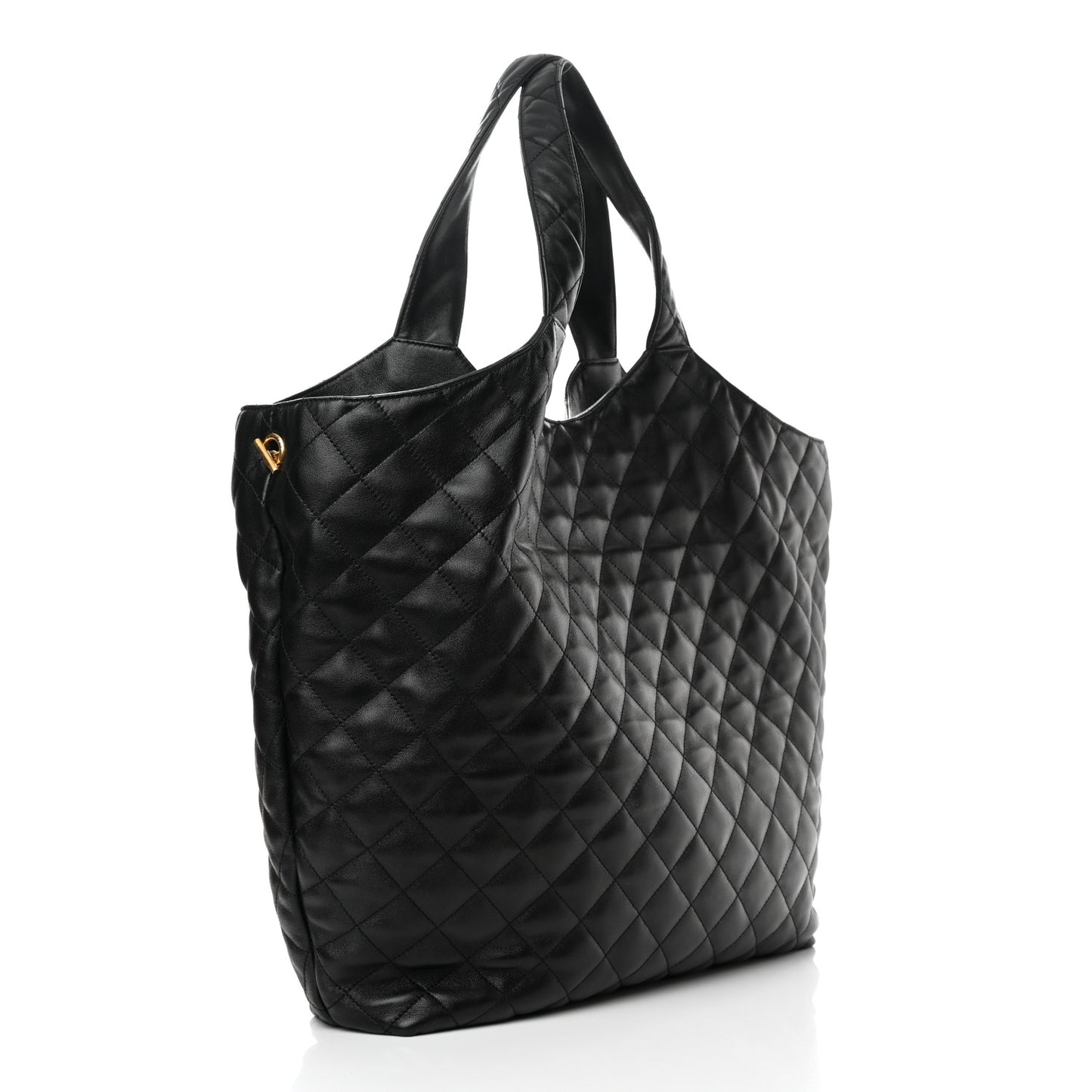 Lambskin Quilted Maxi Icare Shopping Tote Black